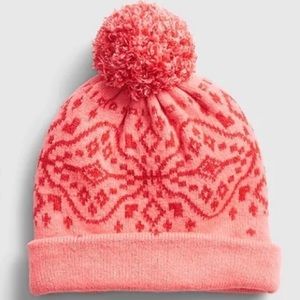Gap Fair Isle Pink Pom Beanie